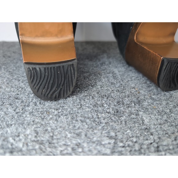 Dansko Delphina Bootie Sz 9 US / 39 Peep-Toe Platform Leather‎ Black Suede Heels - Picture 9 of 9